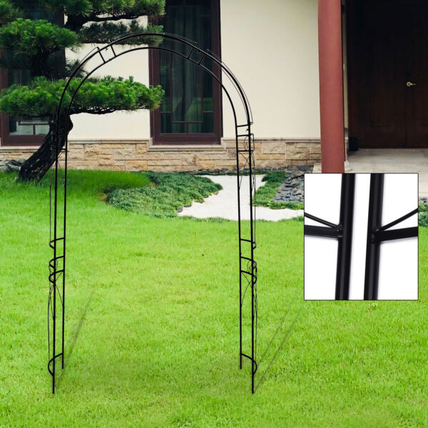 Black Metal Garden Arch Climbing Plants Trellis Archway Patio Wedding Outdoor Garden Lawn Backyard Patio Decoration