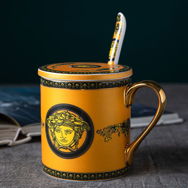 European Style Coffee Travel Mug Spoon With Cover Creative High Value Tea Cup Large Capacity Household Living Room Drinkware