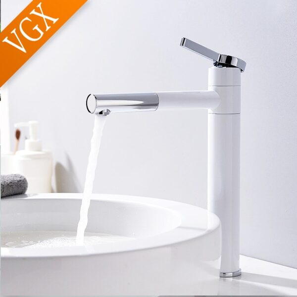 VGX Bathroom Faucets High Basin Mixer Sink Tall Faucet Gourmet Washbasin Taps Water Tap Hot Cold 360 Tapware Crane Brass Black